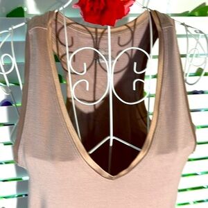 Modern Movements soft and stretchy tan taupe top with built in shelf bra